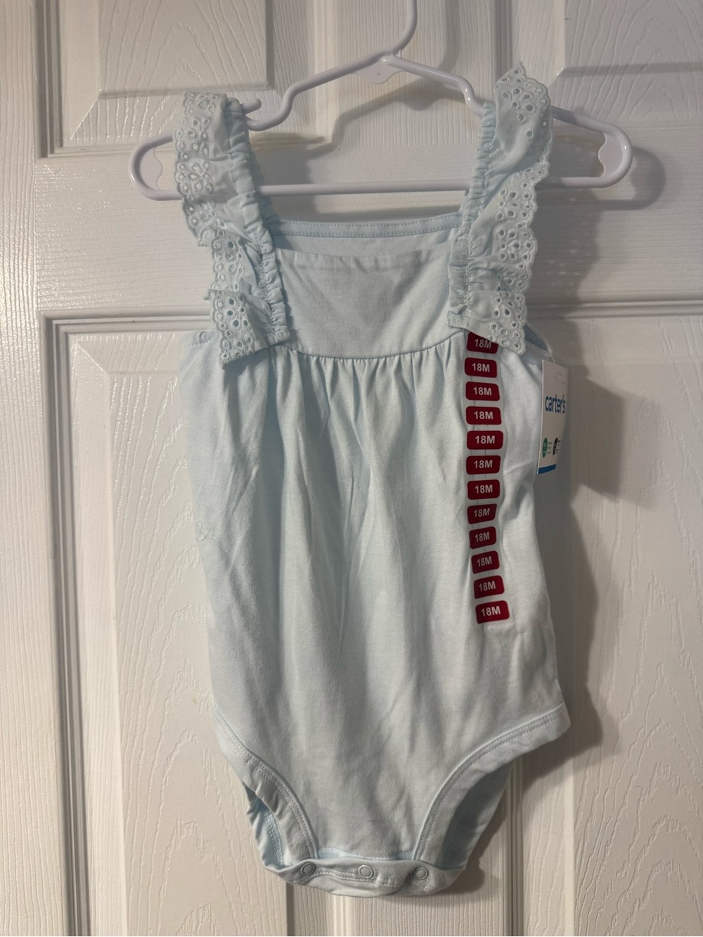 Light Blue Eyelet Strap Baby Bodysuit